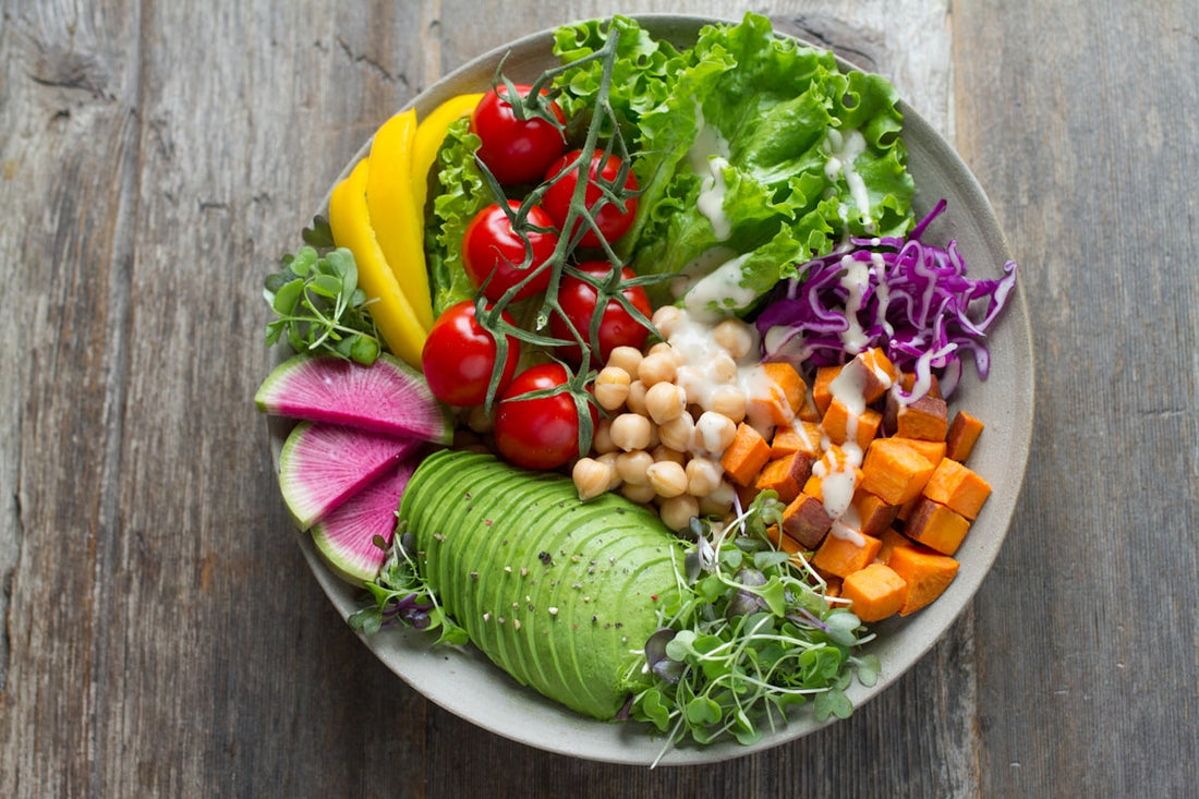 Colorful bowl of fresh vegetables and salad