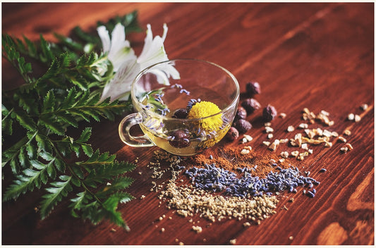 Natural herbal tea with fresh botanicals